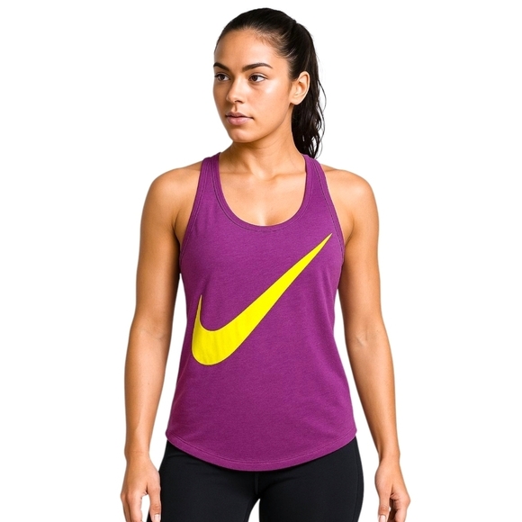 Nike Tops - Nike XS Purple Racerback Tank Top Center Swoosh Fit XS/SM Cotton Blend Gym Cheer